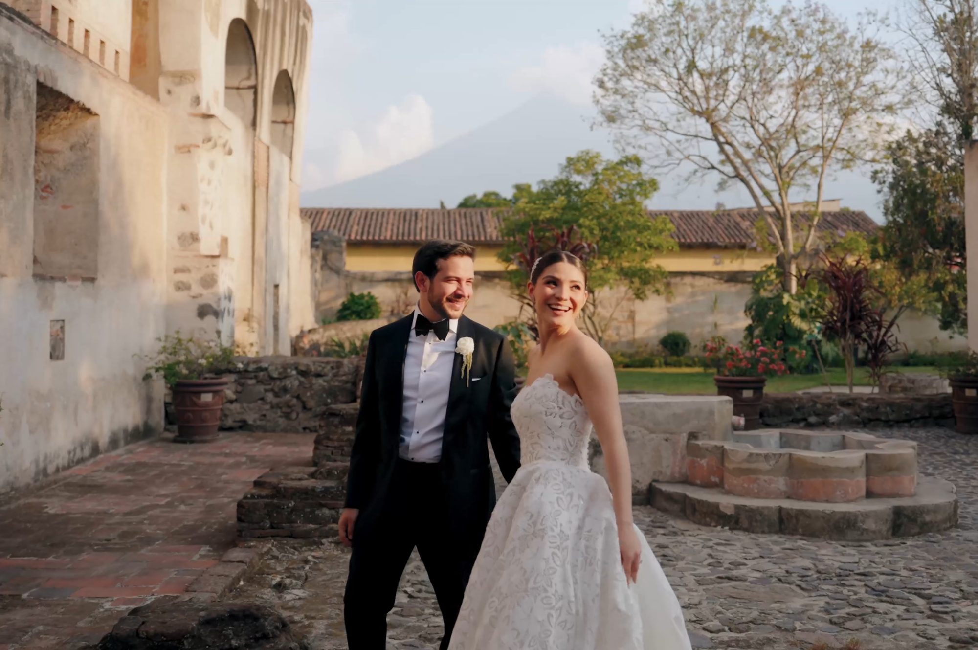 Wedding couple walking